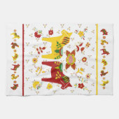 Schwedisches Volkshorn Rot und Gelb Geschirrtuch (Horizontal)