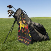 Schwedisches Volkshorn Rot und Gelb Golfhandtuch (Gras)