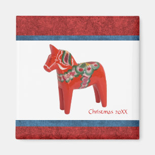 Schwedisches Weihnachts Dala Horse Custom Dated Magnet
