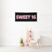 SCHWEET 16 BIRTHDAY BANNER PINK (Insitu)