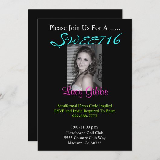 SCHWEET, 16, Bitte nehmen Sie an uns für ... Einladung (Vorne/Hinten)