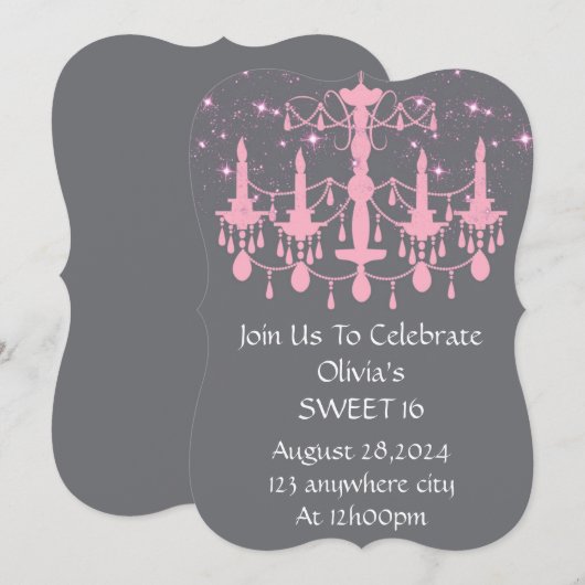 SCHWEET 16 GEBURTSTAG EINLADUNGSPINK EINLADUNG (Vorne/Hinten)