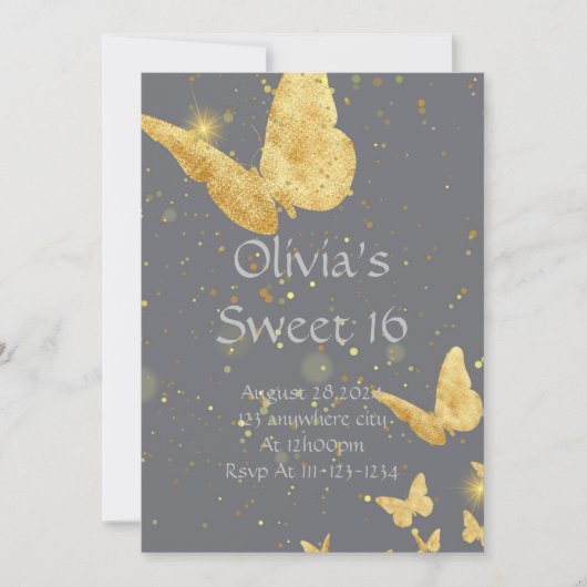 SCHWEET 16 GEBURTSTAG INVITATIONSGOLD SAVE THE DATE (Vorderseite)