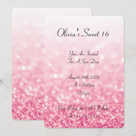 SCHWEET 16 GEBURTSTAGLICHE EINLADUNG (Vorne/Hinten)