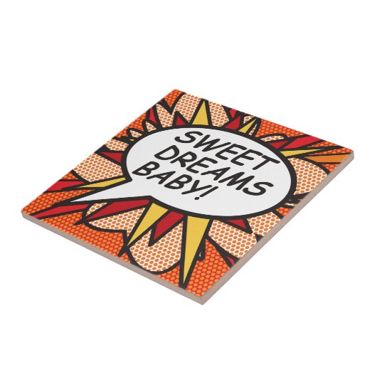 SCHWEET TRÄUMT BABY! Fun Retro Comic Pop Kunst Fliese (Seite)