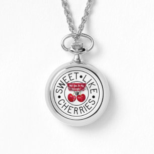 SCHWEET WIE CHERRIES Retro Vintage Briefmarke Vale Armbanduhr