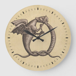 Schwefel- und Merkur-Alchemy-Dragon-Symbol Große Wanduhr