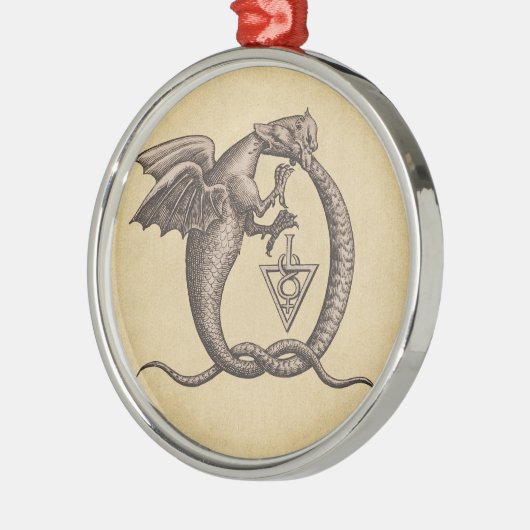 Schwefel- und Merkur-Alchemy-Symbol Silbernes Ornament (Links)