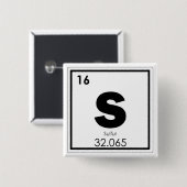 Schwefelchemische Elemente - chemische Formel g Button (Vorne & Hinten)