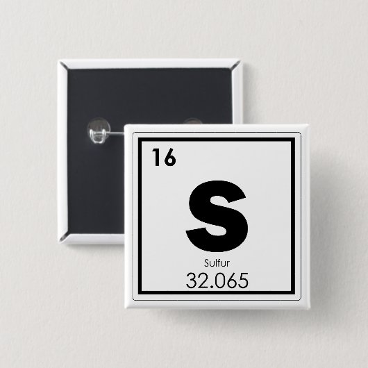 Schwefelchemische Elemente - chemische Formel g Button (Vorne & Hinten)