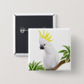 Schwefelcockatoo-Button mit Haube Button (Vorne & Hinten)