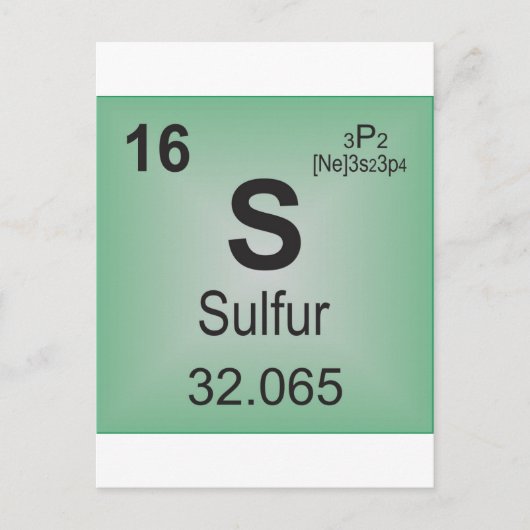 Schwefeleinzelteil der Periodischen Tabelle Postkarte (Vorderseite)