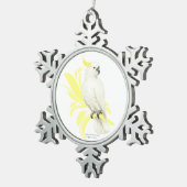 Schwefelgekrechtes Kakadu Schneeflocken Zinn-Ornament (Rechts)