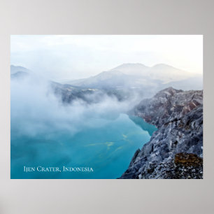 Schwefelkrater Blaue Teich Nebel Dunst Berg Poster