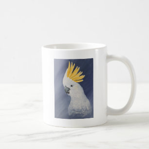 Schwefeln Sie Cockatoogeschenk mit Haube für den Kaffeetasse