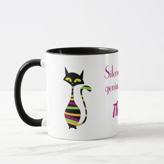 Schweigen bitte, Genie bei der Arbeit. Bearbeitbar Tasse (Links)