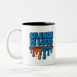 Schweigen ist laut fettgedruckte Typografie Kunst  Zweifarbige Tasse