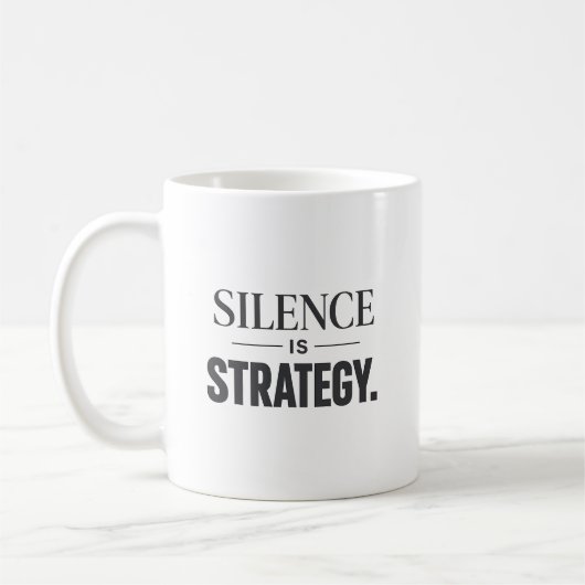 Schweigen ist Strategie – Minimalistischer Executi Kaffeetasse (Links)