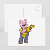 Schwein als Bauer mit Stroh Postkarte (Vorne/Hinten)