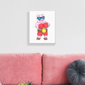 Schwein als Boxer mit Boxhandschuhen Leinwanddruck (Insitu (Wohnzimmer))