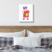 Schwein als Boxer mit Boxhandschuhen Leinwanddruck (Insitu (Schlafzimmer))