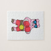 Schwein als Boxer mit Boxhandschuhen Puzzle (Horizontal)