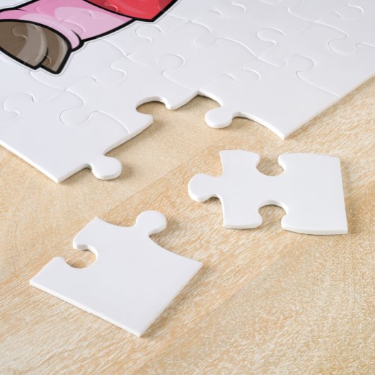 Schwein als Boxer mit Boxhandschuhen Puzzle (Seite)