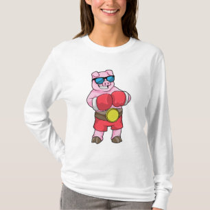 Schwein als Boxer mit Boxhandschuhen T-Shirt