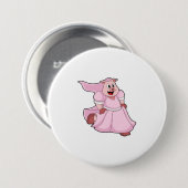 Schwein als Braut mit Hochzeitskleid Button (Vorne & Hinten)