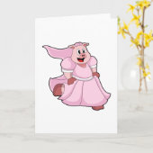 Schwein als Braut mit Hochzeitskleid Karte (Gelbe Blume)