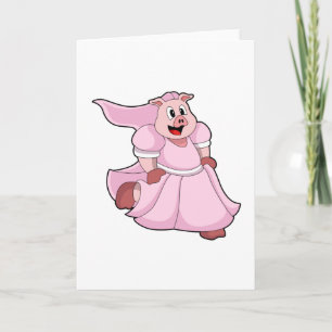 Schwein als Braut mit Hochzeitskleid Karte