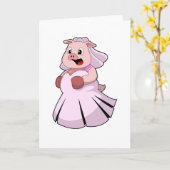 Schwein als Braut mit Hochzeitskleid.PNG Karte (Gelbe Blume)