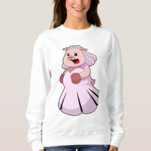 Schwein als Braut mit Hochzeitskleid.PNG Sweatshirt