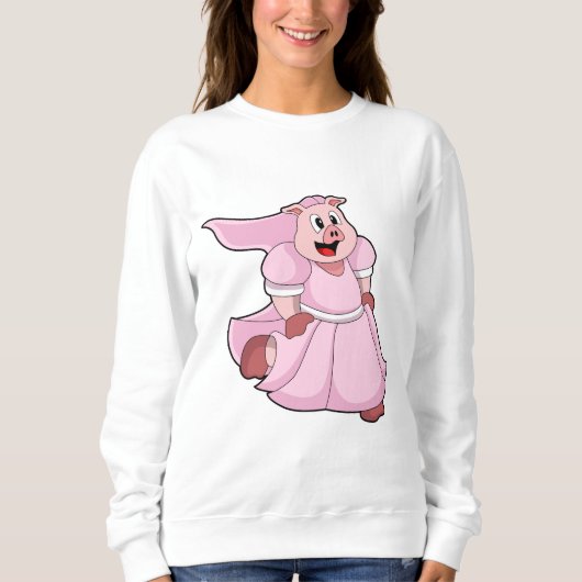 Schwein als Braut mit Hochzeitskleid Sweatshirt (Vorderseite)