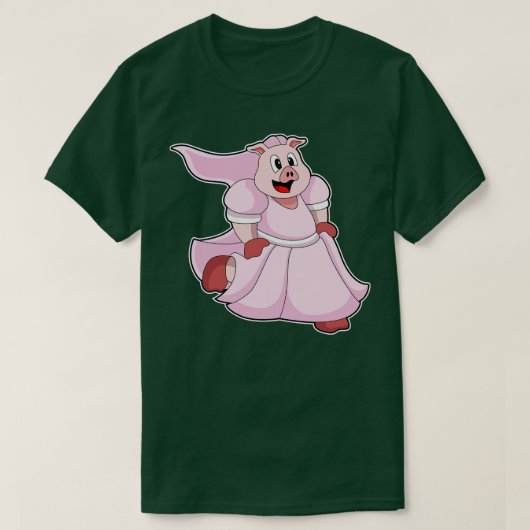 Schwein als Braut mit Hochzeitskleid T-Shirt (Design vorne)