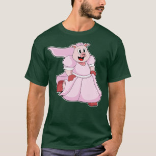 Schwein als Braut mit Hochzeitskleid T-Shirt