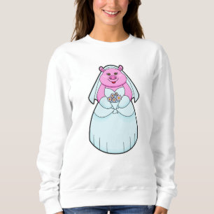 Schwein als Braut mit Schleier Sweatshirt