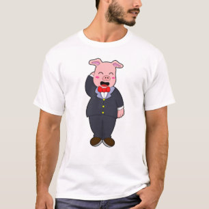 Schwein als Bräutigam mit Anzug und Krawatte T-Shirt