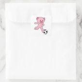 Schwein als Fußballspieler mit Fußball Quadratischer Aufkleber (Tasche)