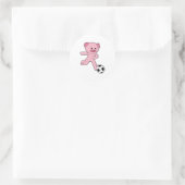 Schwein als Fußballspieler mit Fußball Runder Aufkleber (Tasche)