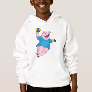 Schwein als Handballspieler mit Handball Hoodie