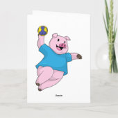Schwein als Handballspieler mit Handball Karte (Rückseite)
