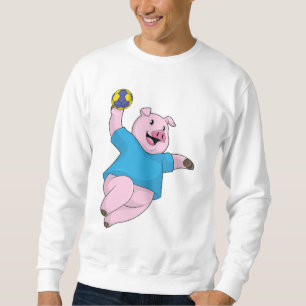 Schwein als Handballspieler mit Handball Sweatshirt