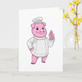 Schwein als Koch mit Koch Karte (Gelbe Blume)