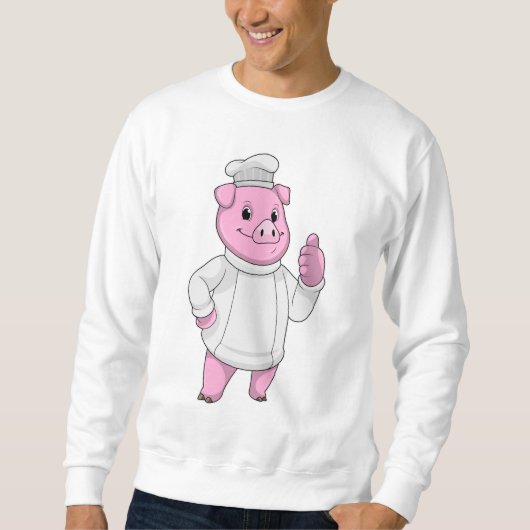 Schwein als Koch mit Koch Sweatshirt (Vorderseite)