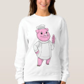 Schwein als Koch mit Koch Sweatshirt (Vorderseite)