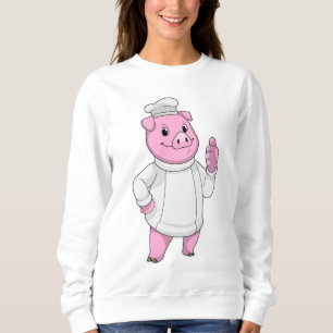 Schwein als Koch mit Koch Sweatshirt