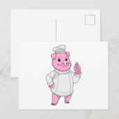 Schwein als Koch mit Kochmütze Postkarte (Vorne/Hinten)
