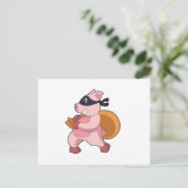 Schwein als Läufer Postkarte (Stehend Vorderseite)