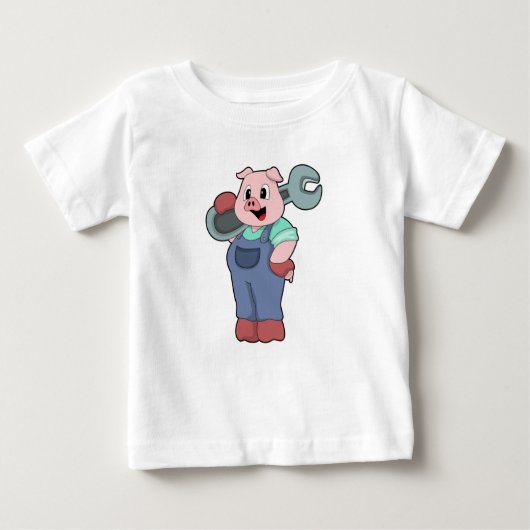 Schwein als Mechanik mit Schlüssel Baby T-shirt (Vorderseite)